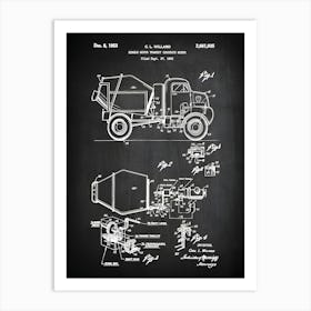 Concrete Mixer Truck Patent Concrete Mixer Blueprint Construction Truck Decor Concrete Truck Art Construction Art Poster Cc9351 Art Print