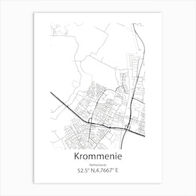 Krommenie,Netherlands Minimalist Map Art Print