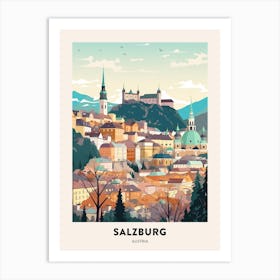 Vintage Winter Travel Poster Salzburg Austria 1 Art Print