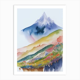 Watercolor Of Mountain Art Print