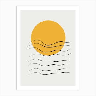 Minimalist Sun And Ocean Art Print
