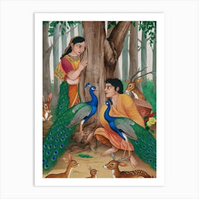 lovers in forest Art Print