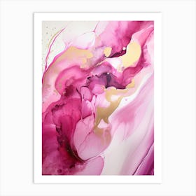 Pink, White, Gold Flow Asbtract Painting 0 Art Print