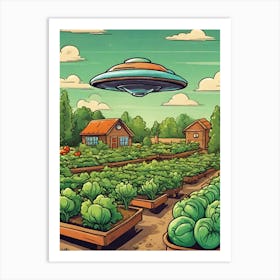 UFO Over Vegetable Garden Art Print