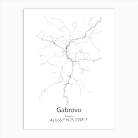 Gabrovo,Bulgaria Minimalist Map Art Print