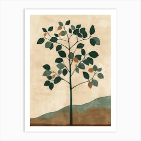 Paulownia Tree Minimal Japandi Illustration 2 Art Print