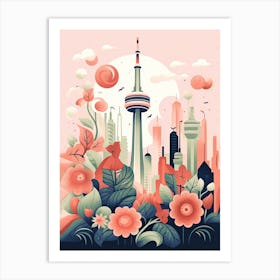 Cn Tower   Toronto, Canada   Cute Botanical Illustration Travel 2 Art Print