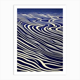 Water Ripples Waterscape Linocut 1 Art Print