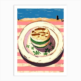 A Plate Of Tiramisu Top View Food Illustration 3 Art Print