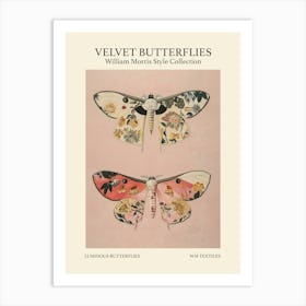 Velvet Butterflies Collection Luminous Butterflies William Morris Style 2 Art Print