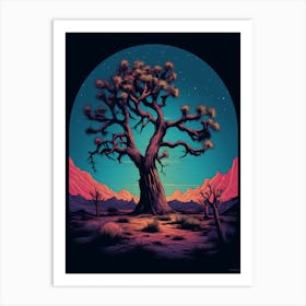  Retro Illustration Of A Joshua Tree At Night In Grand 2 Art Print