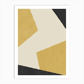 Minimalist Abstract Graphic Edge - Yellow Black Art Print