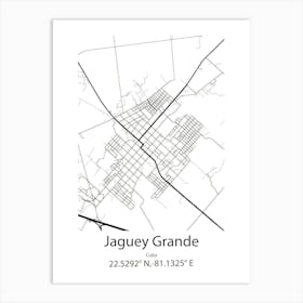 Jaguey Grande,Cuba Minimalist Map Art Print