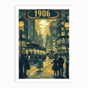 Aihrgdesign A Retro Travel Poster Of A Bustling 1906 City Str 60df6d6c Bfc2 4ba2 81fa 4df0e407d7e1 0 Art Print