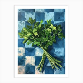 Herbs Blue Checkerboard 1 Art Print