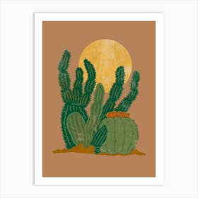 Cactus And Moon Art Print