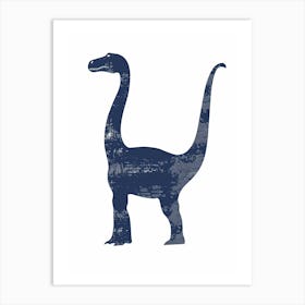 Navy Blue Dinosaur Silhouette 4 Art Print