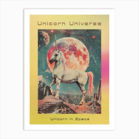 Pastel Unicorn In Space Retro Collage 1 Poster Art Print
