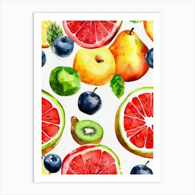 Watercolor Fruits Painting Art Print