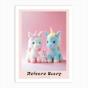 Toy Unicorns & Bunny Pastel Poster Art Print