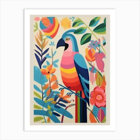 Colourful Scandi Bird Macaw 2 Art Print