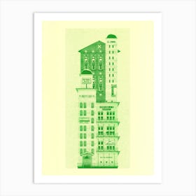Crockett Hotel Green On Yellow Risograph Art Print