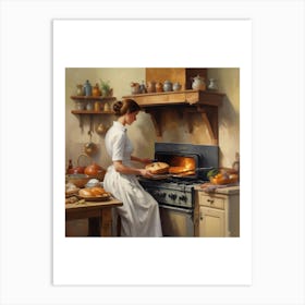 Woman Bakes Bread Art Print