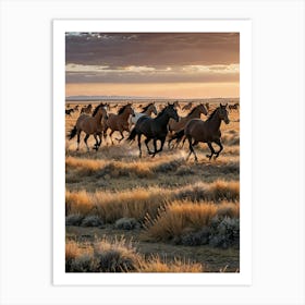 Herd Of Horses At Sunset 1 Art Print