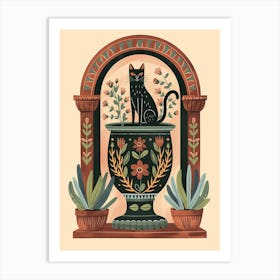 Black Cat In Urn Art Print