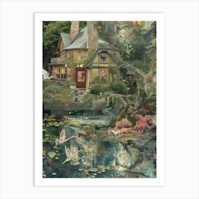 Fairy House Collage Pond Monet Scrapbook 5 Art Print