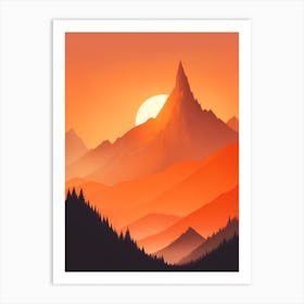 Misty Mountains Vertical Composition In Orange Tone 52 Art Print