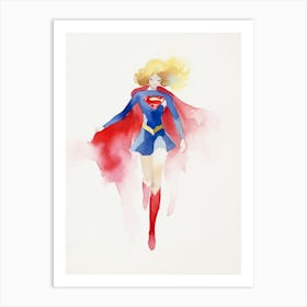 Super Girl Watercolor Art Print