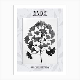 Ginkgo Tree Simple Geometric Nature Stencil 4 Poster Art Print