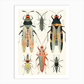 Colourful Insect Illustration Cricket 7 Art Print