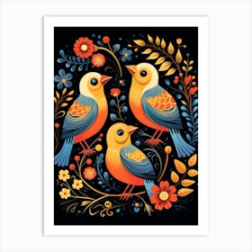 Folk Bird Illustration American Goldfinch 4 Art Print