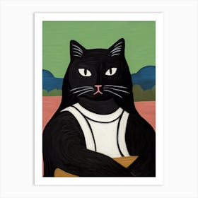 La Mona Lisa, Black Cat, Gioconda Leonardo Da Vinci 2 Art Print