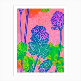 Collard Greens Risograph Retro Poster vegetable Art Print