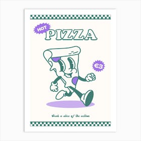 Green And Purple Retro Pizza Art Print