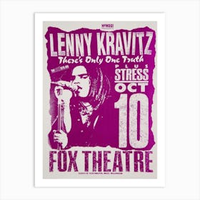 Lenny Kravitz Stress Fox Theatre Concert Poster 1991 Art Print