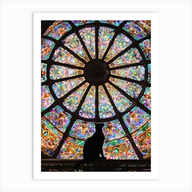 Cat In Stained Glass Window 6 Art Print