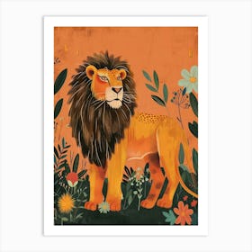 African Lion Symbolic Imagery Illustration 4 Art Print