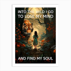 Into The Wild - Girl and Tiger Art Print