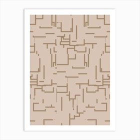 Beige Minimalist Abstract Lines Art Print