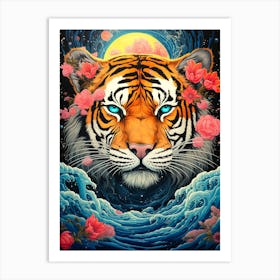 Tiger In The Moonlight 4 Art Print