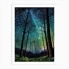 Starry Night In The Woods Art Print