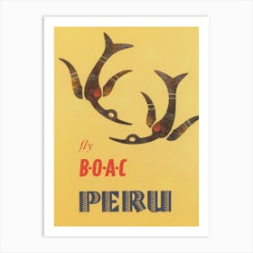 Peru, Peruvian Birds, Vintage Travel Poster Art Print