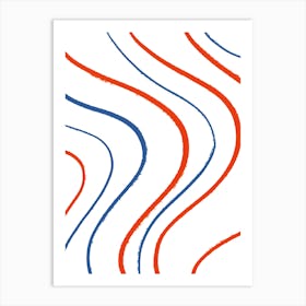 Blue And Red Wavy Lines Art Print