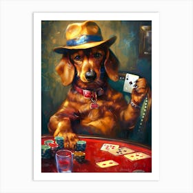 Dachshund Playing Poker Art Print