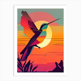 Hummingbird At Sunset Bold Graphic Art Print