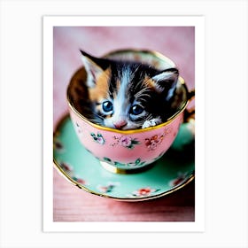 Cute Kitten In A Teacup Art Print